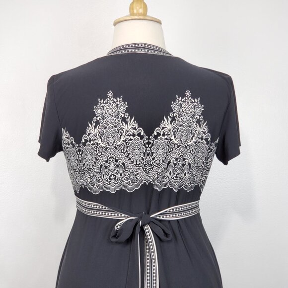 Motherhood maternity Black Off White Short Sleeve Tie Back Maternity Dress XL - Picture 7 of 10